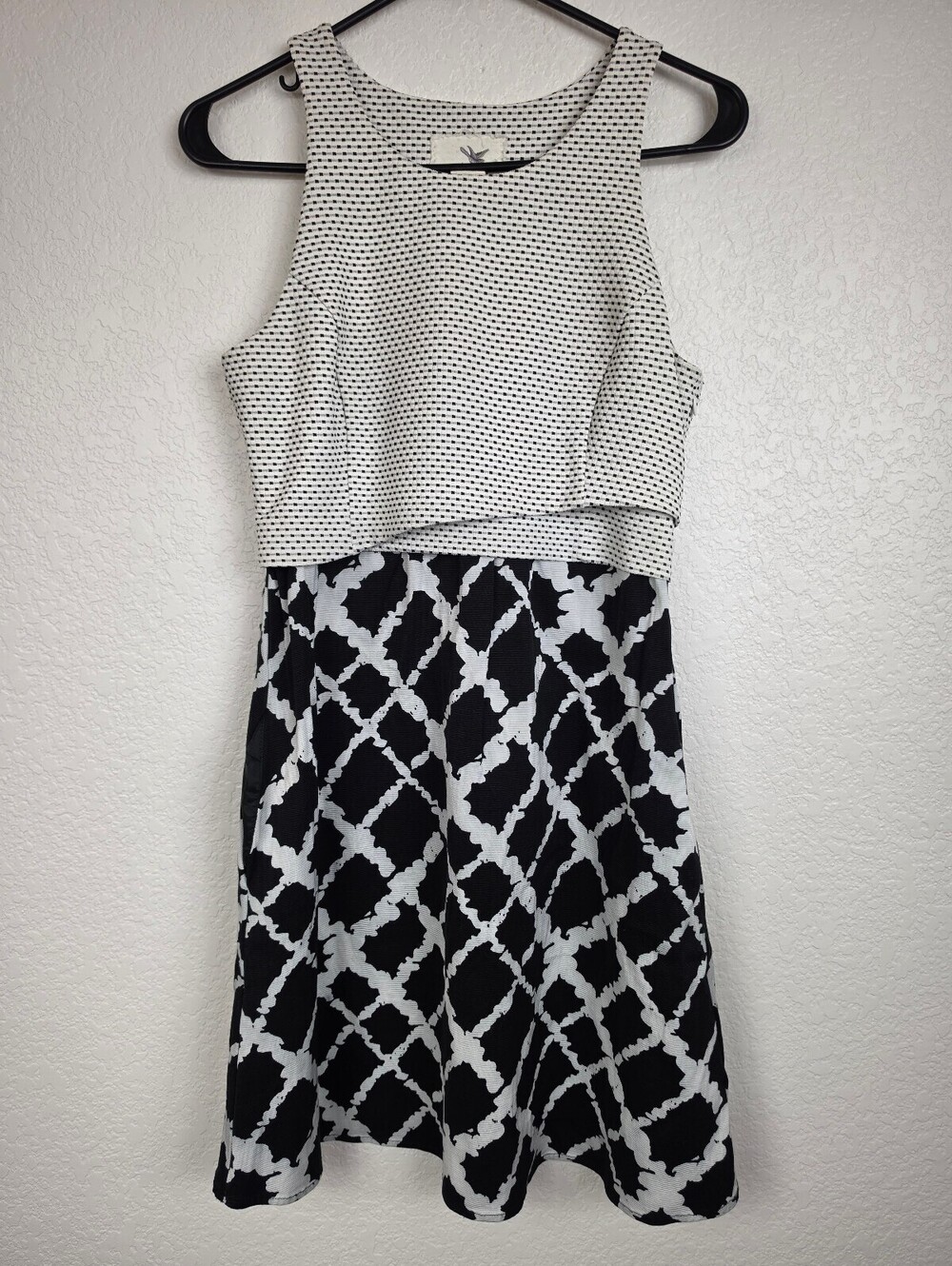 Anthropologie Tabitha Black White Patterned Dress